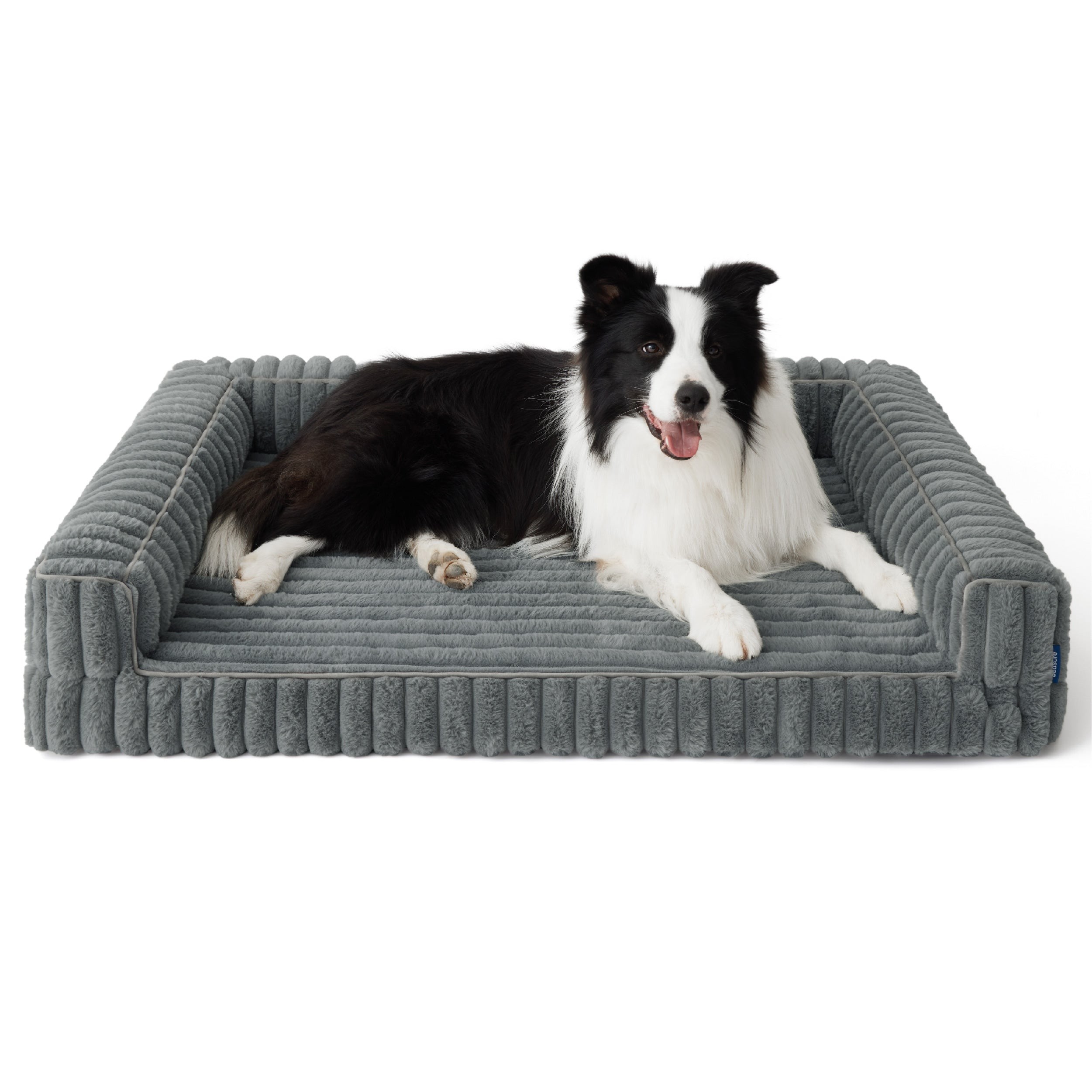 Corduroy Dog Sofa with Layered Foam - Formal Gray