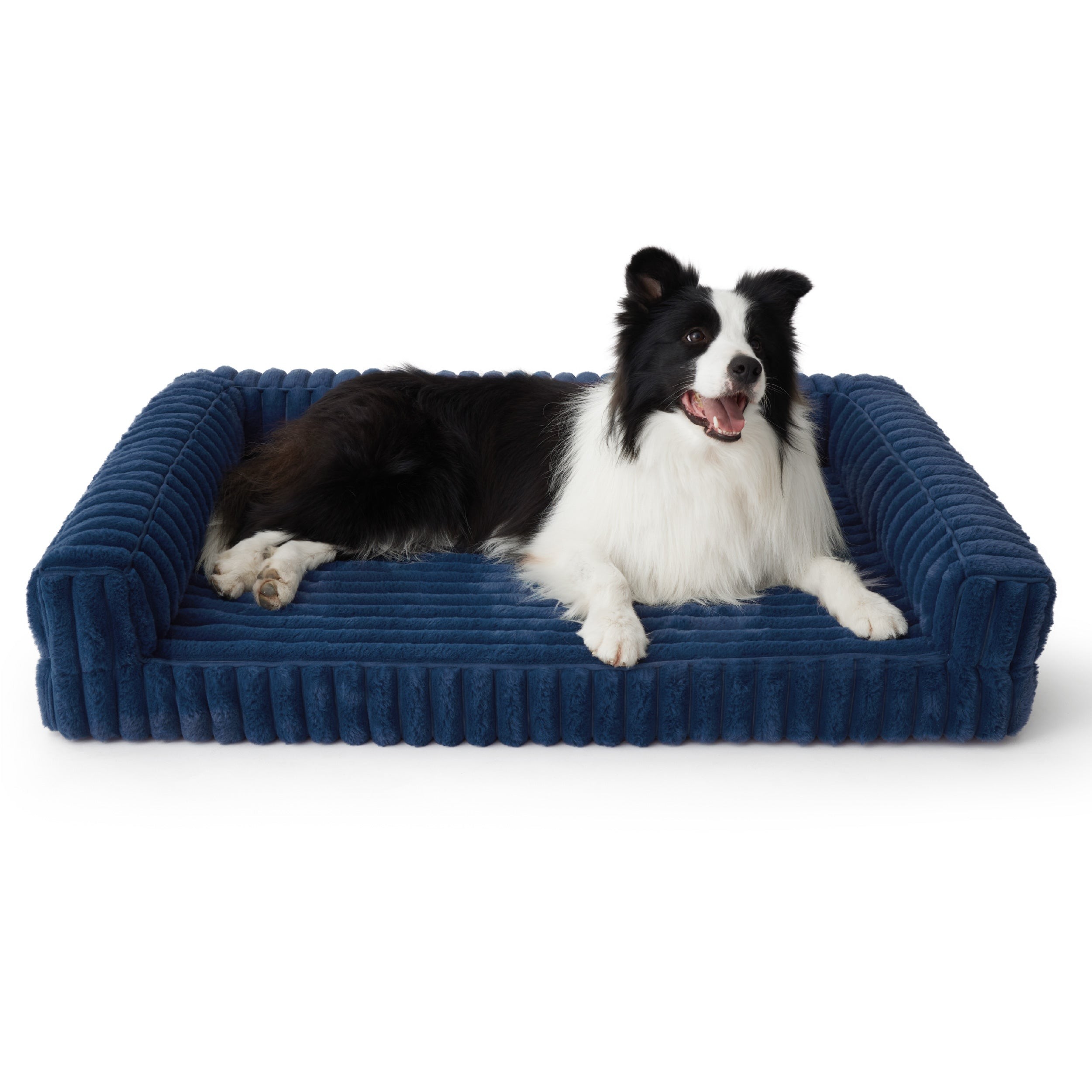 Corduroy Dog Sofa with Layered Foam - Night Blue
