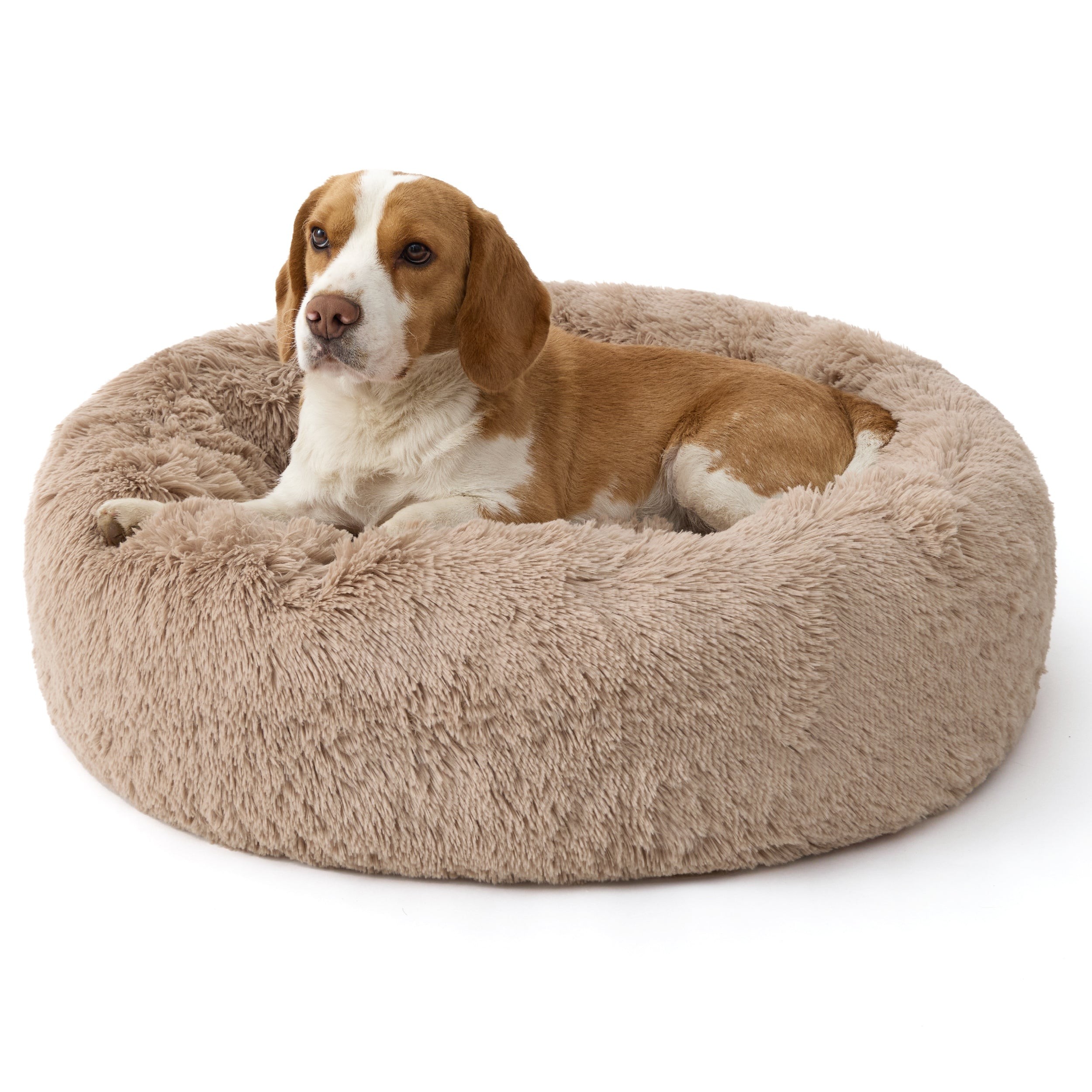 Donut Dog Bed with Removable Washable Cover - Camel