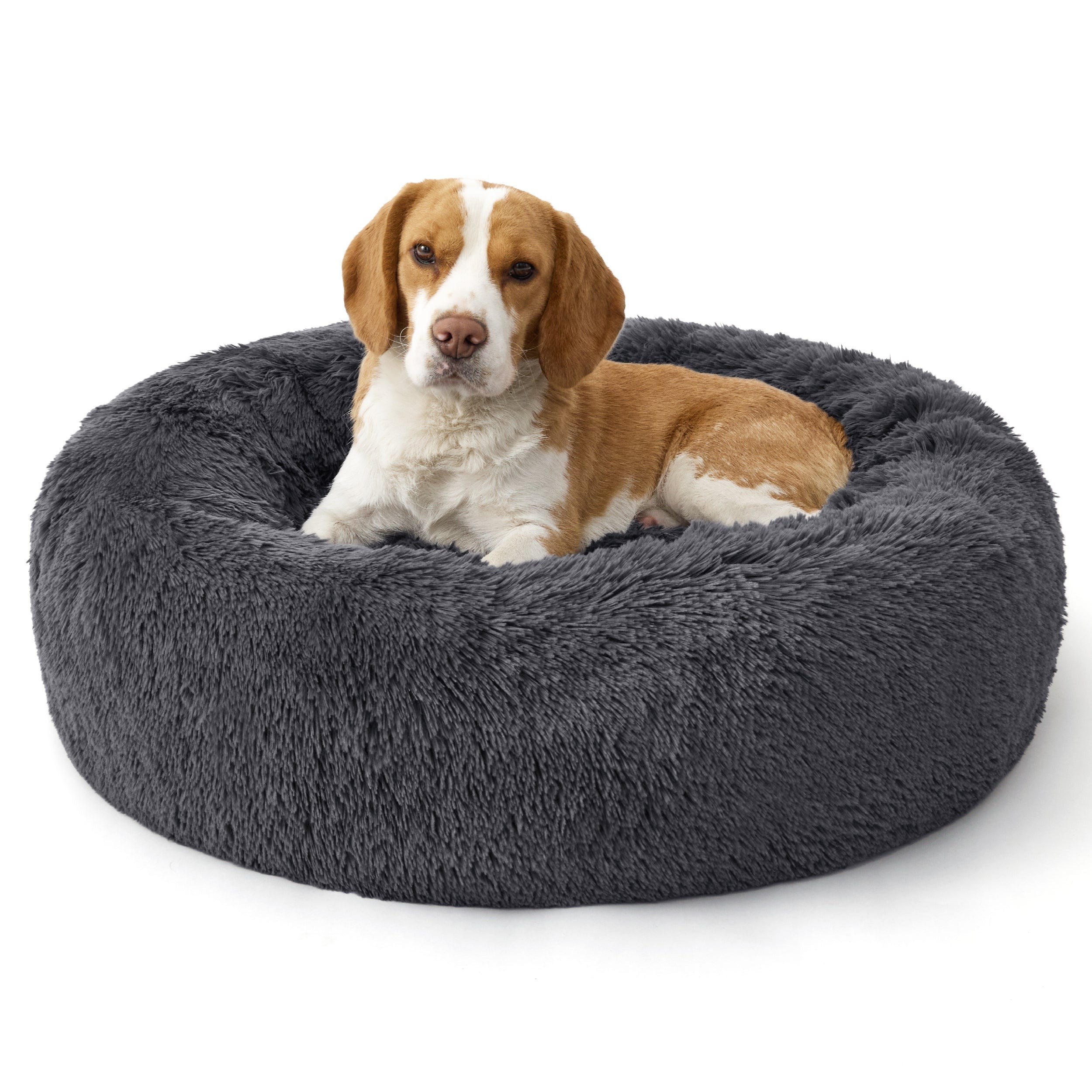 Donut Dog Bed with Removable Washable Cover - Dark Grey