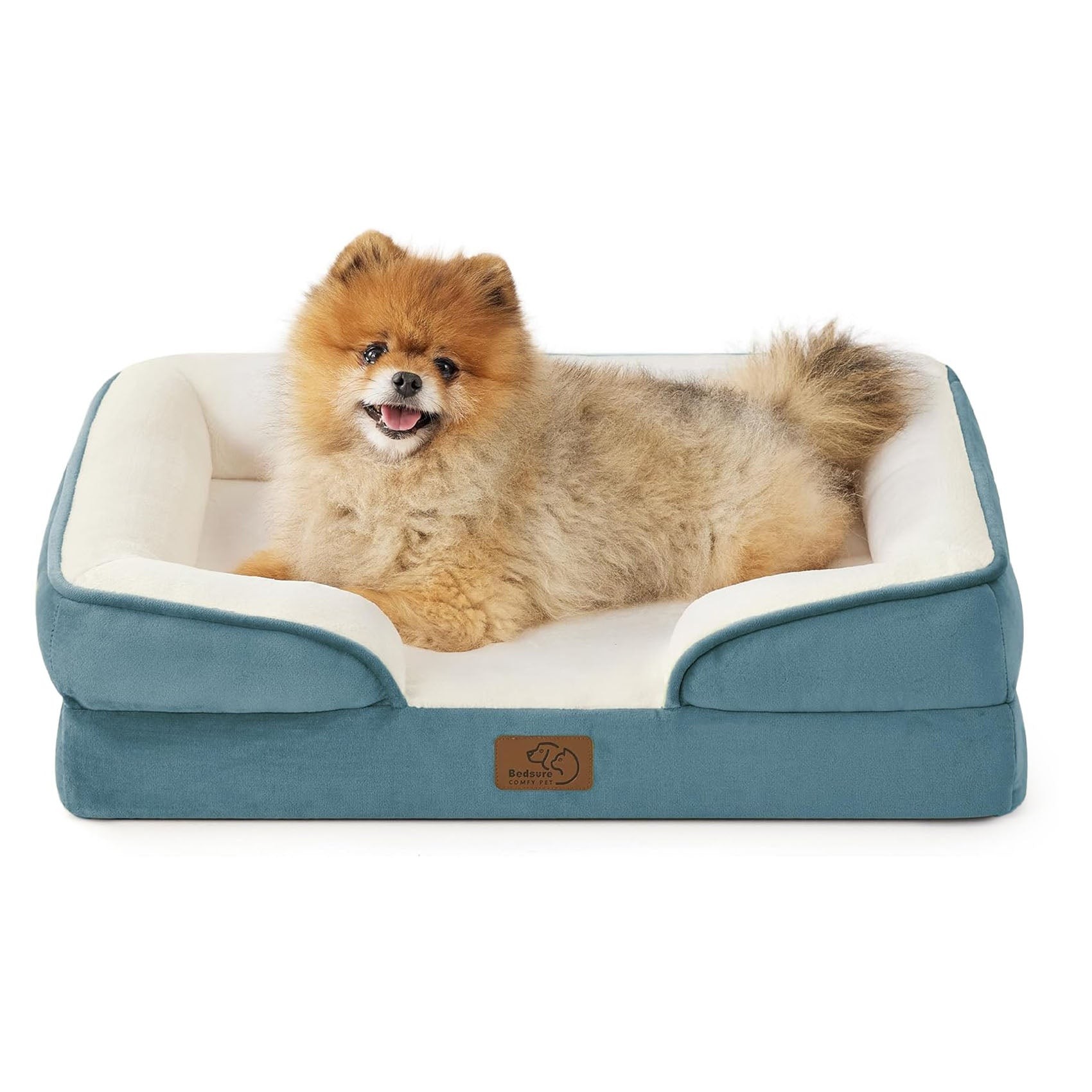 Egg-Crate Foam Dog Sofa with Flannel Cover - Coastal Shade Blue
