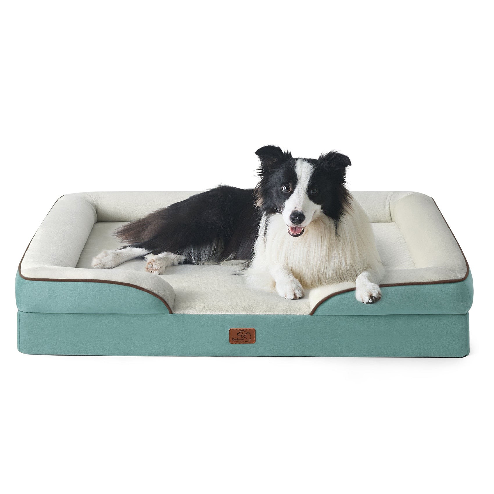 Egg-Crate Foam Dog Sofa with Flannel Cover - Washed Blue
