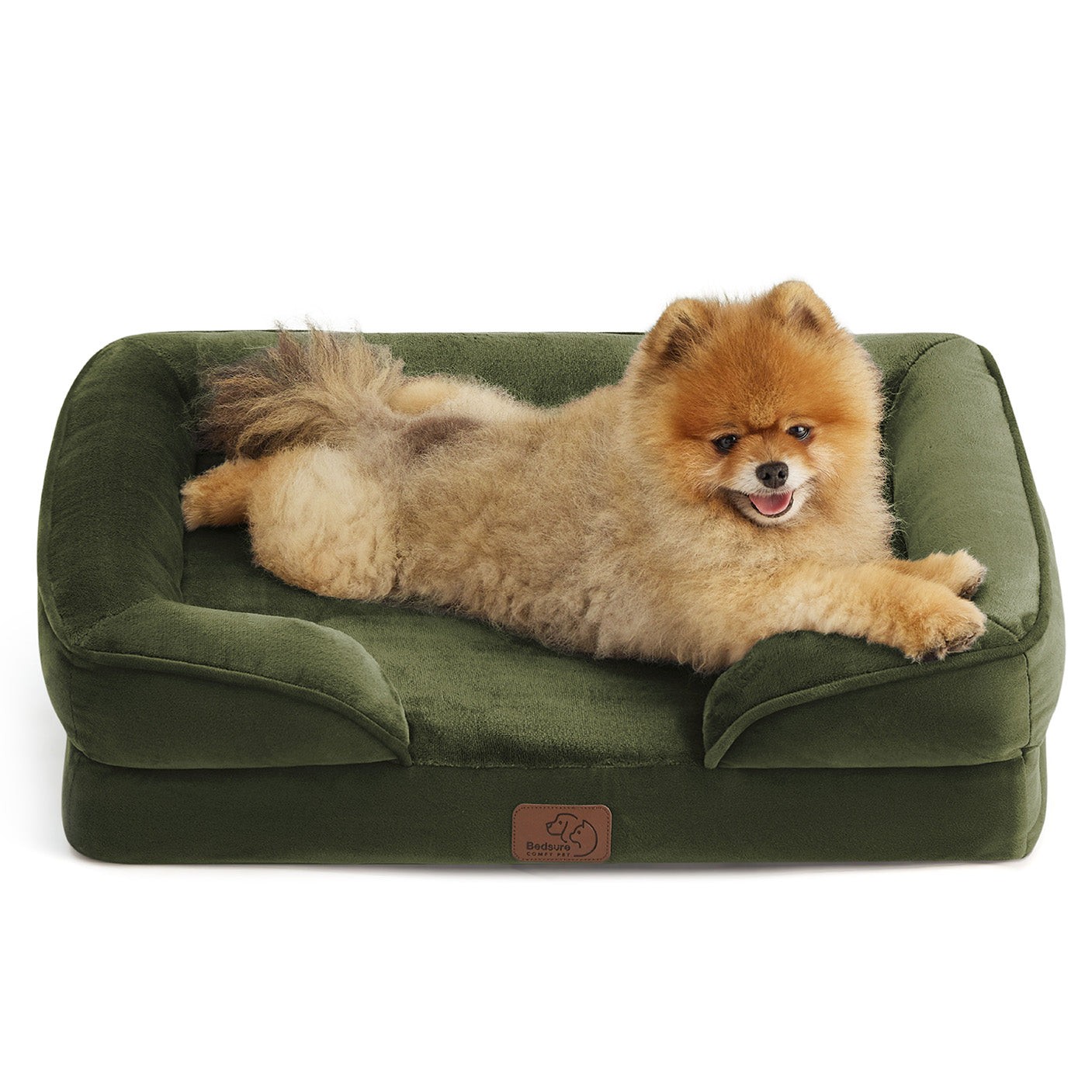 Egg-Crate Foam Dog Sofa with Flannel Cover - Winter Moss