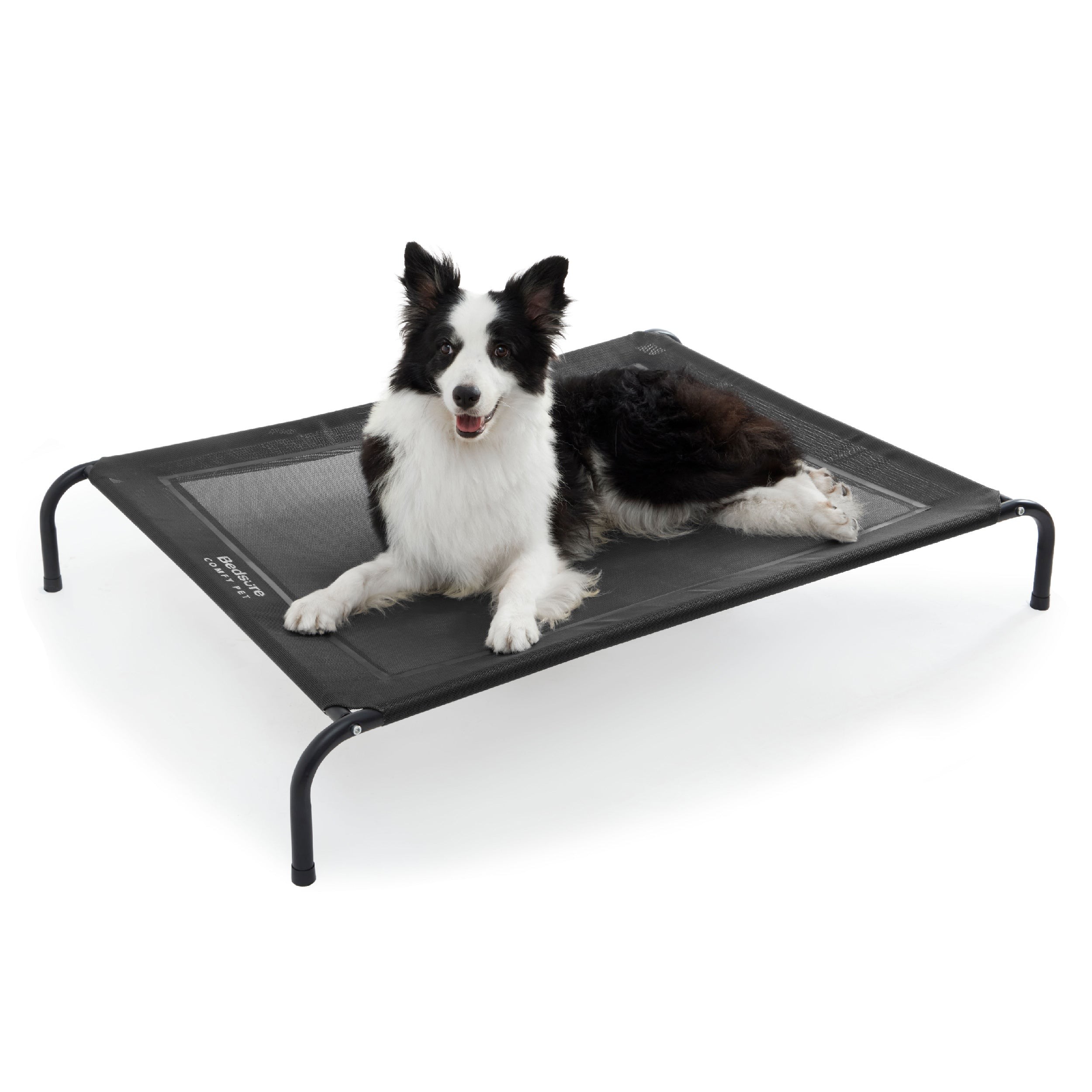 Elevated Mesh Dog Bed with Metal Frame - Black