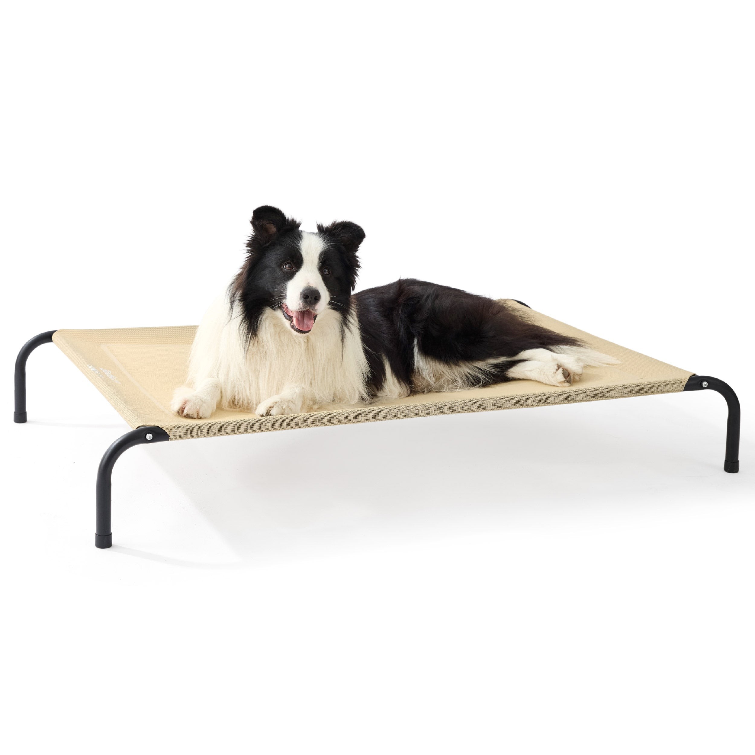 Elevated Mesh Dog Bed with Metal Frame - Khaki