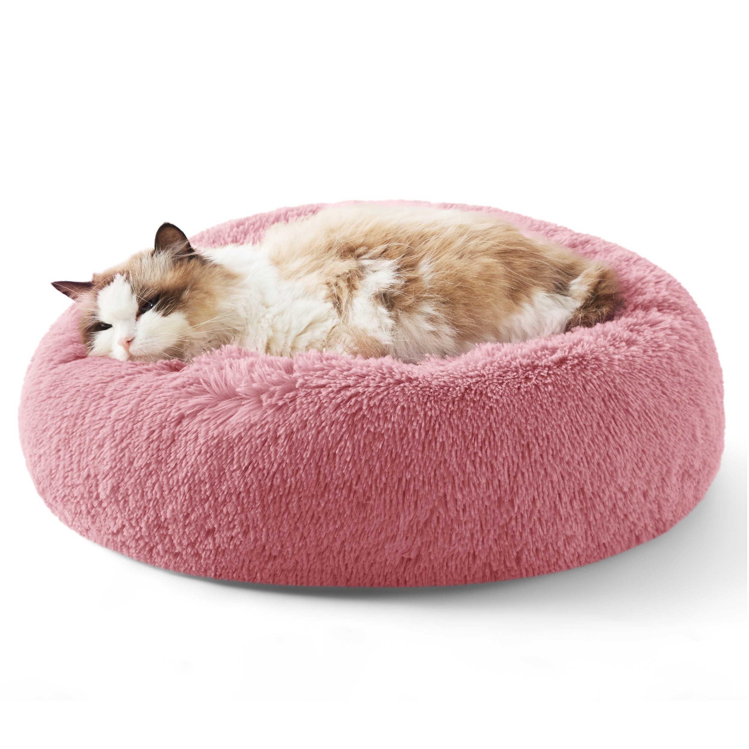 Faux Fur Donut Bed for Dogs and Cats - Mauve Blush