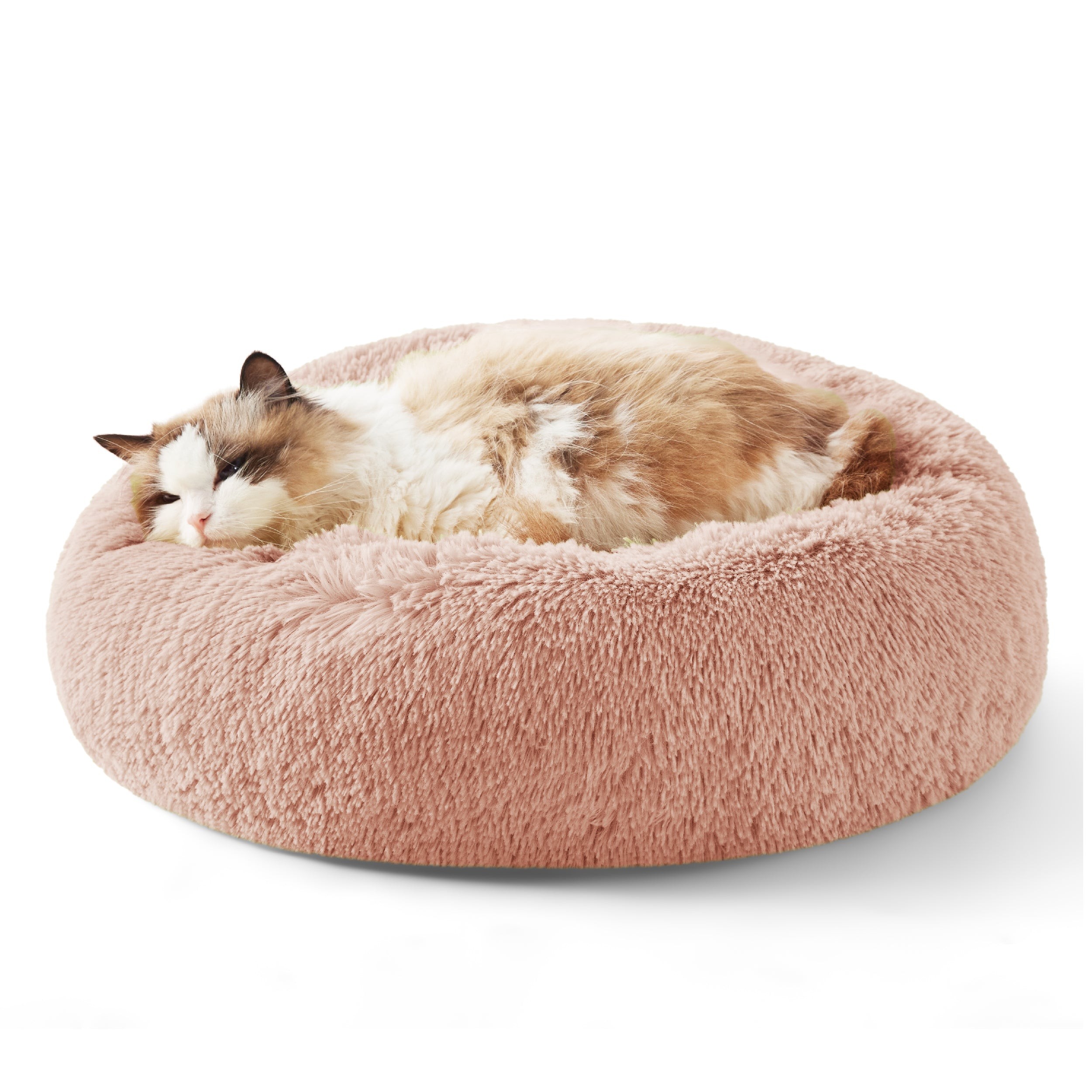 Faux Fur Donut Bed for Dogs and Cats - Pink