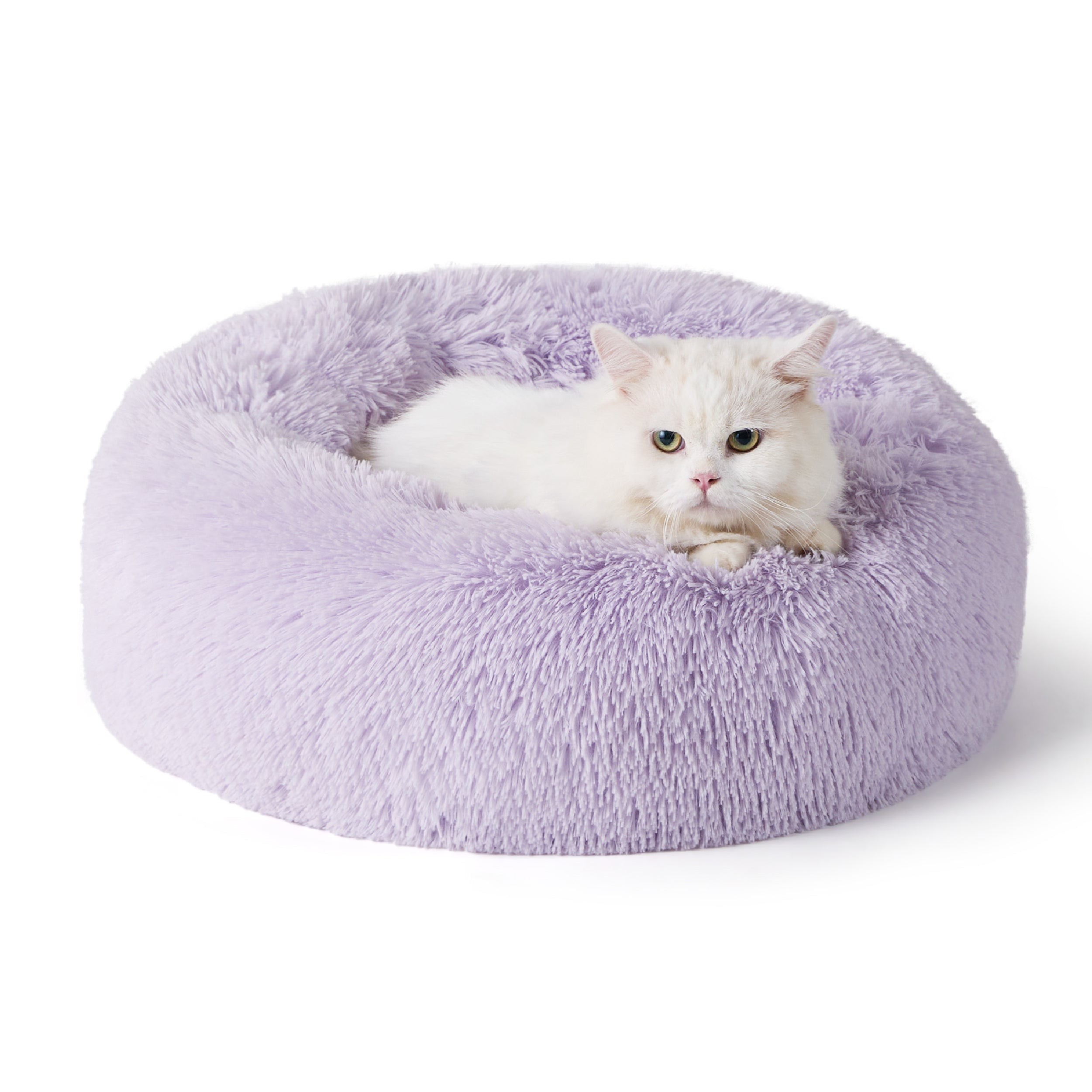 Faux Fur Donut Bed for Dogs and Cats - Purple