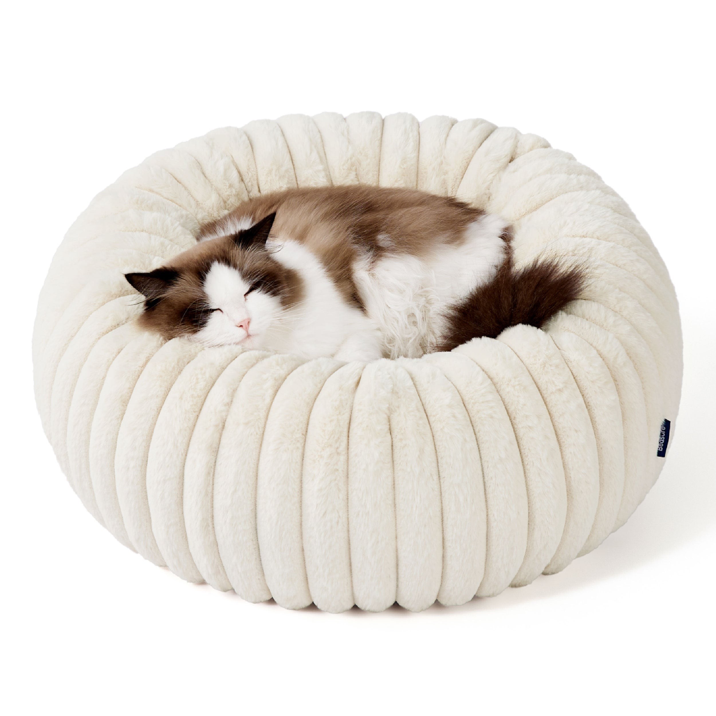 Faux Fur Donut Dog Bed with Foam-Fiber Filling - Ivory