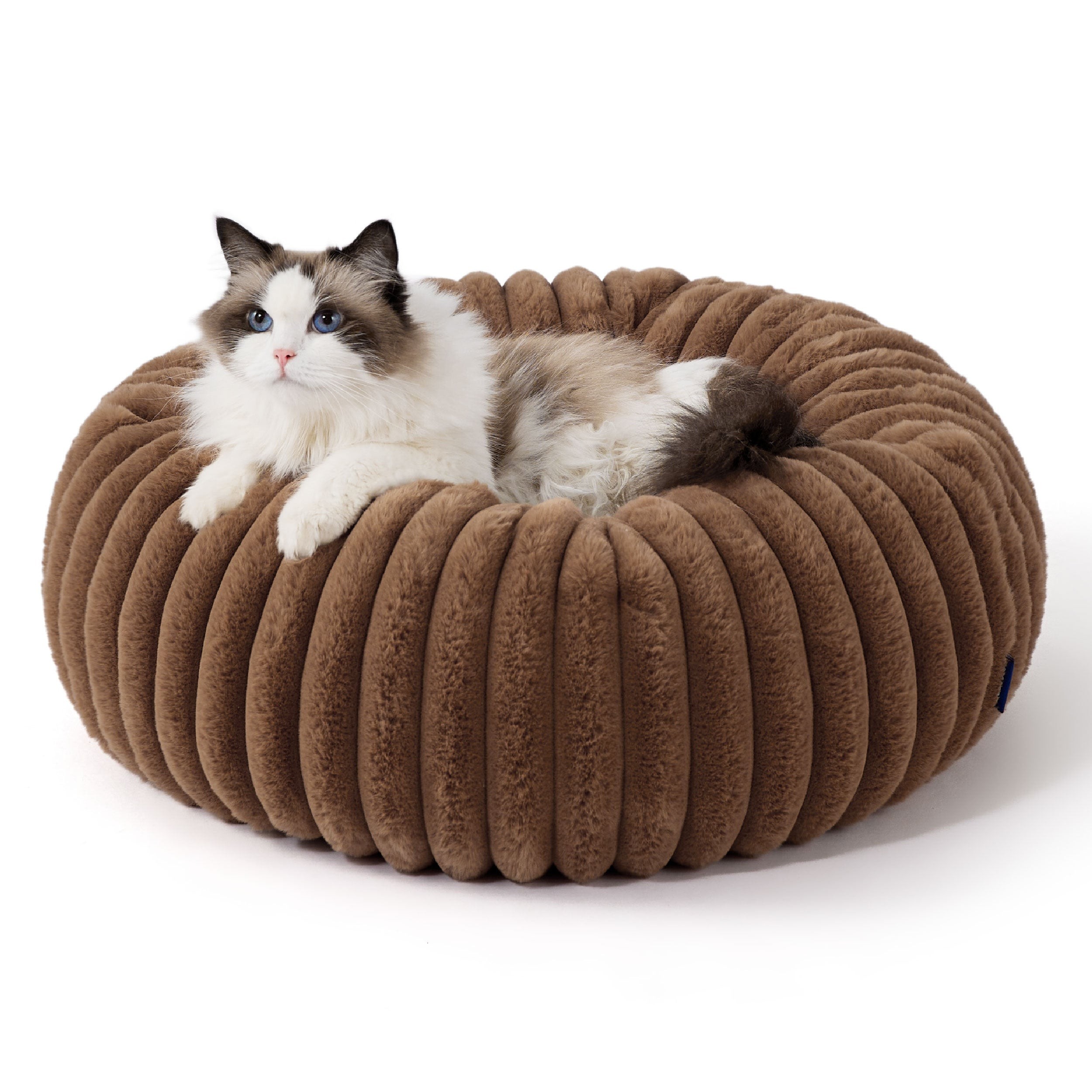 Faux Fur Donut Dog Bed with Foam-Fiber Filling - Pumpkin Spice