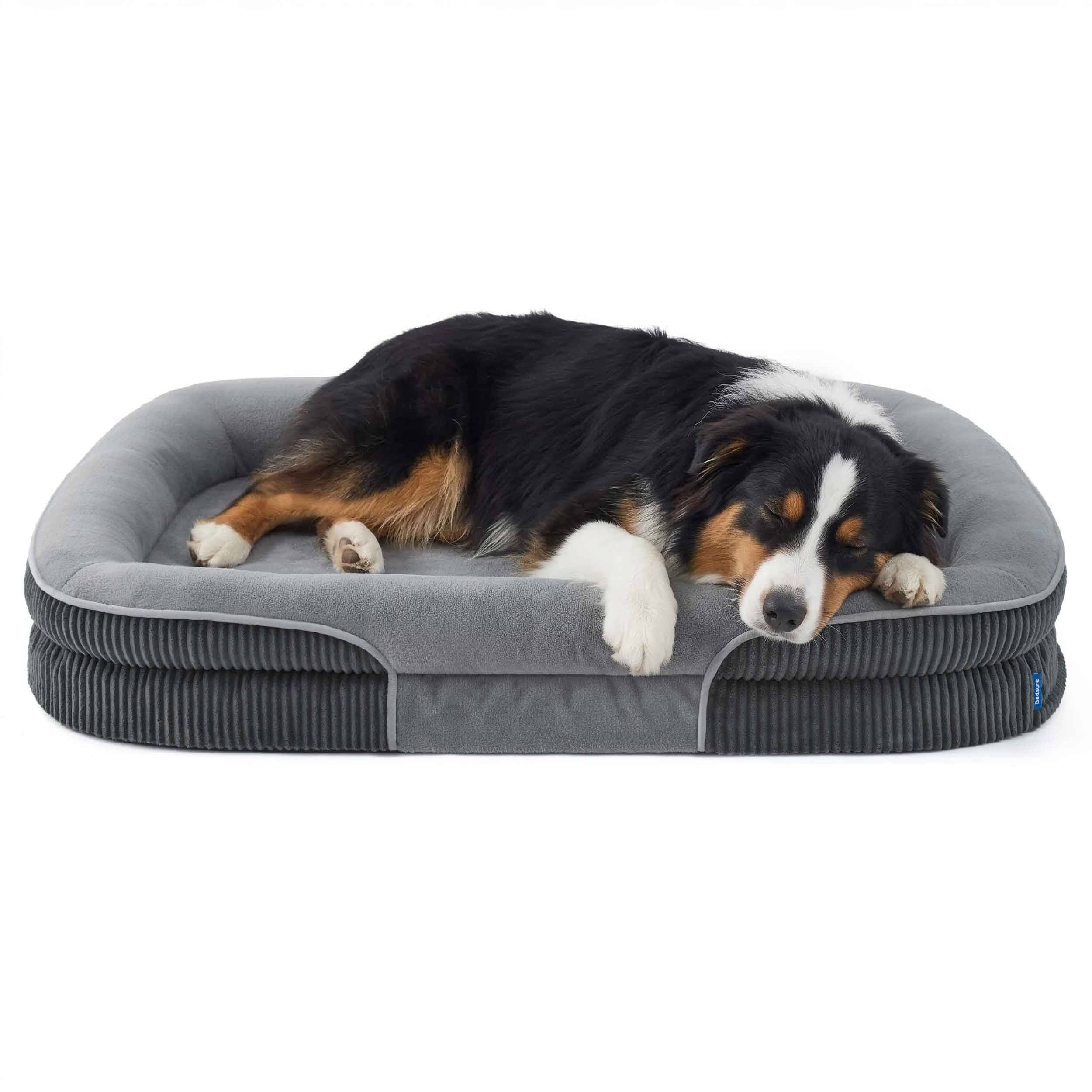 Oval Fleece Dog Bed with Removable Cover - Charcoal
