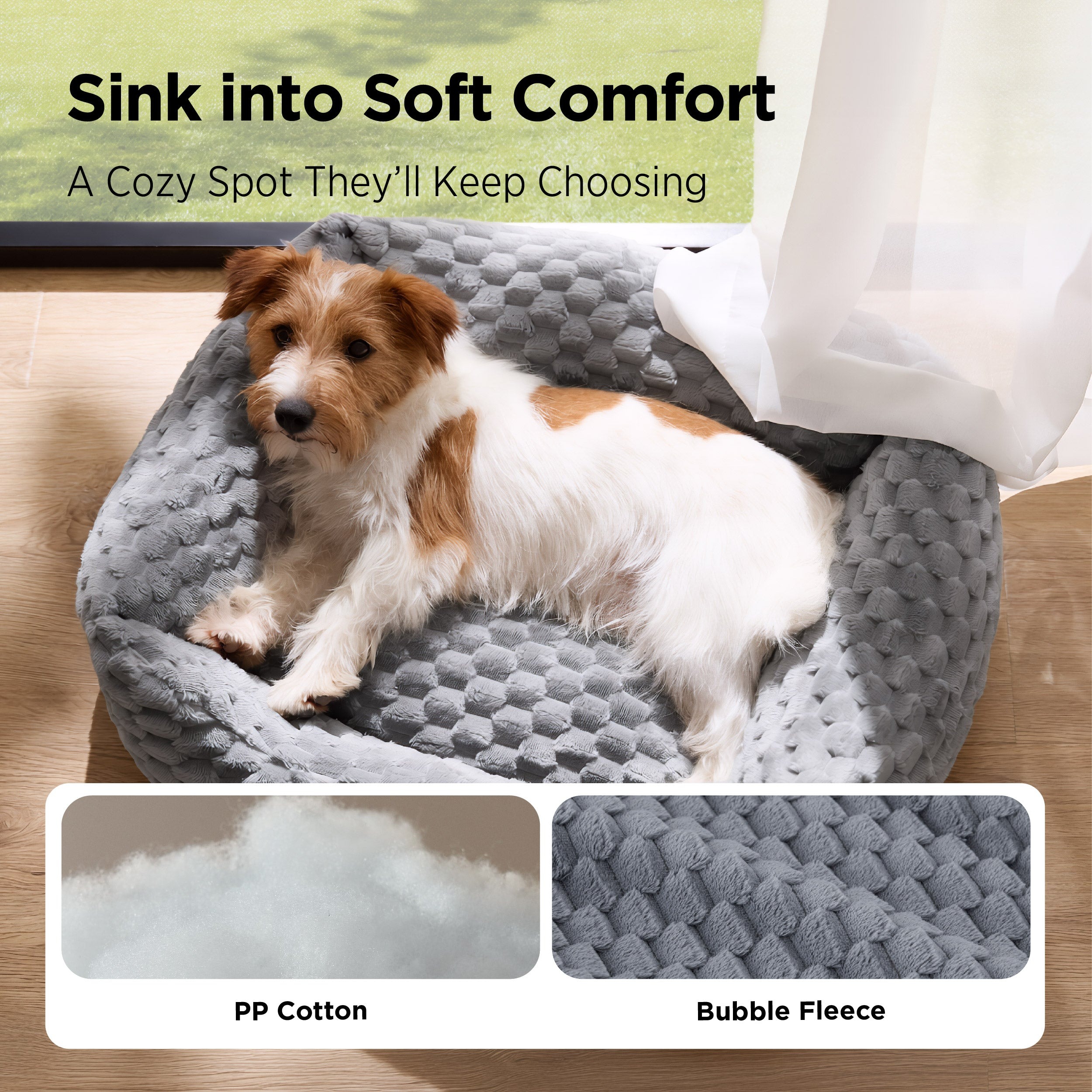 Bubble Fleece Dog Bed with Non-Slip Base