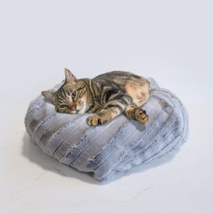 Dove Gray Faux Fur Pouf Cat Bed