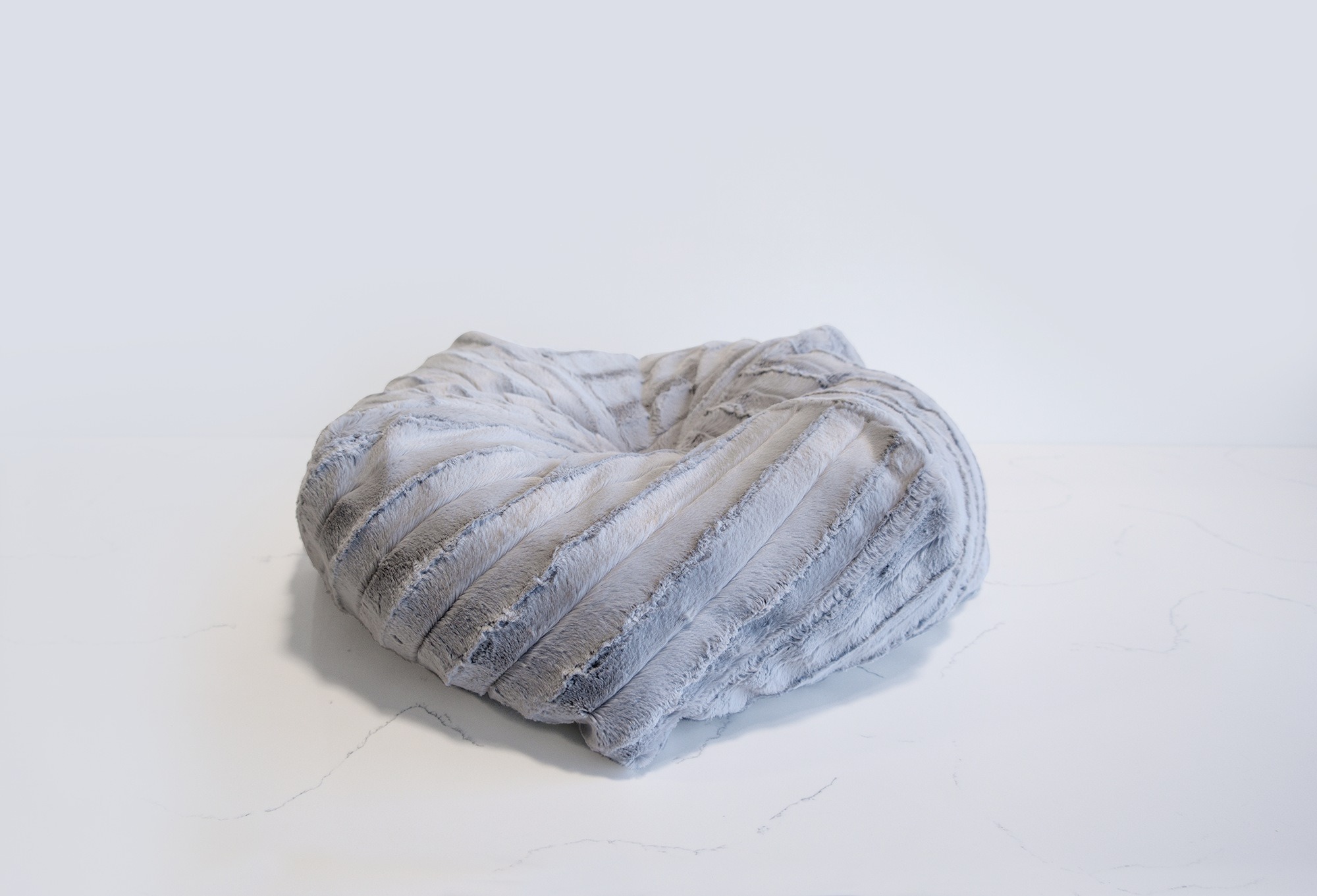 Dove Gray Faux Fur Pouf Cat Bed