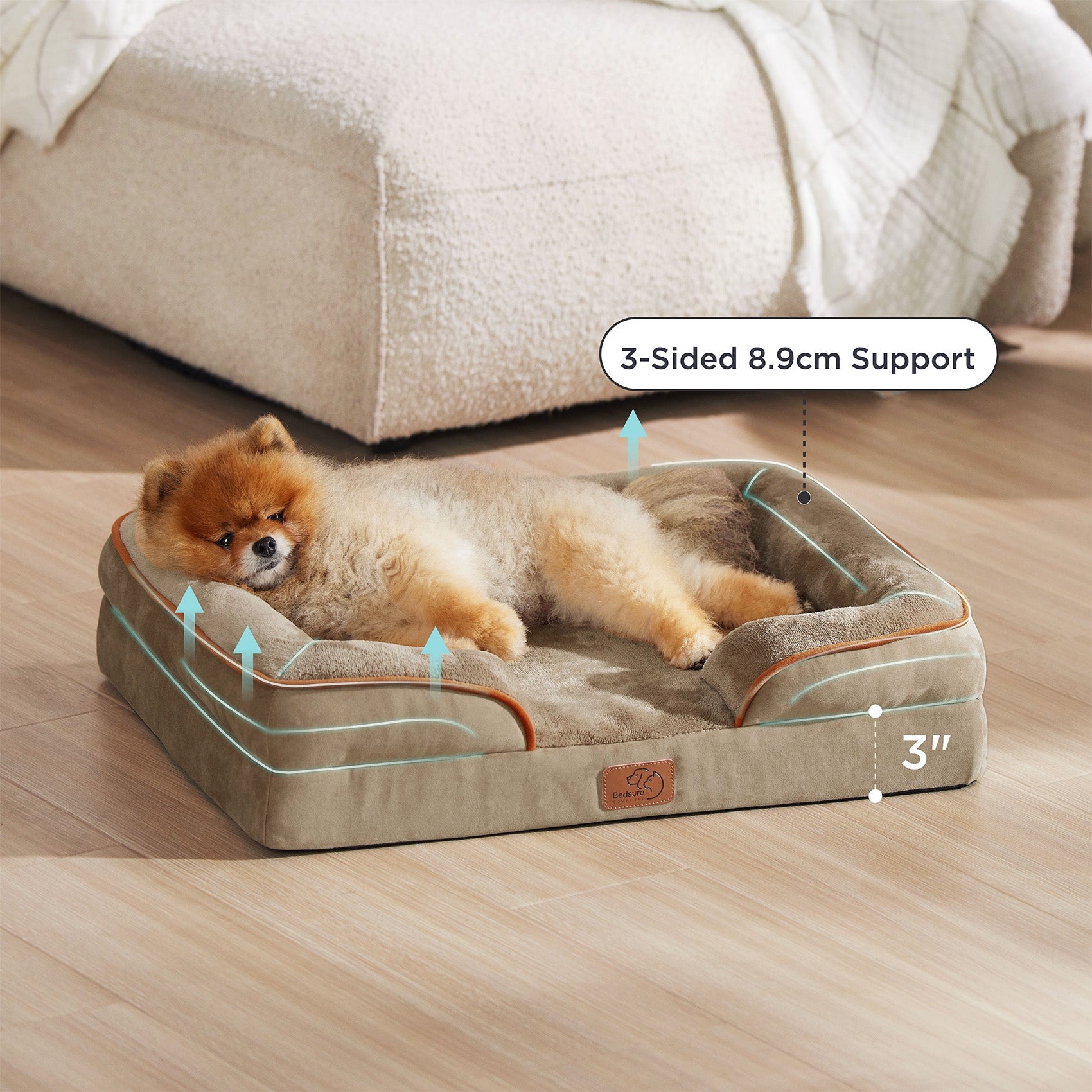 Egg-Crate Foam Dog Sofa with Flannel Cover