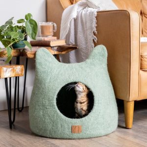Eucalyptus Green Felted Wool Cat Cave