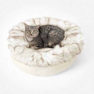 Faux Fur Donut Cat Bed with Removable Cover