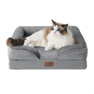 Flannel Foam Dog Sofa with Four Bolsters