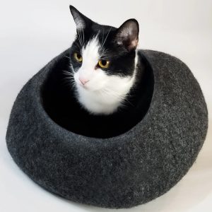 Heather Gray Felted Wool Cat Cave