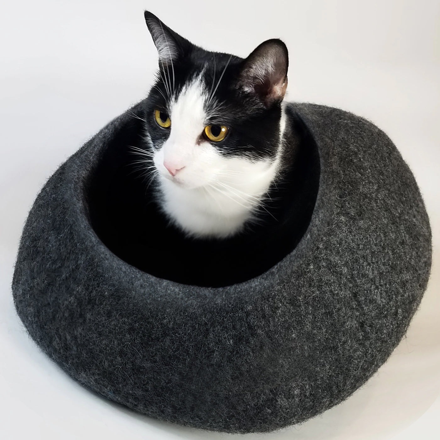 Heather Gray Felted Wool Cat Cave
