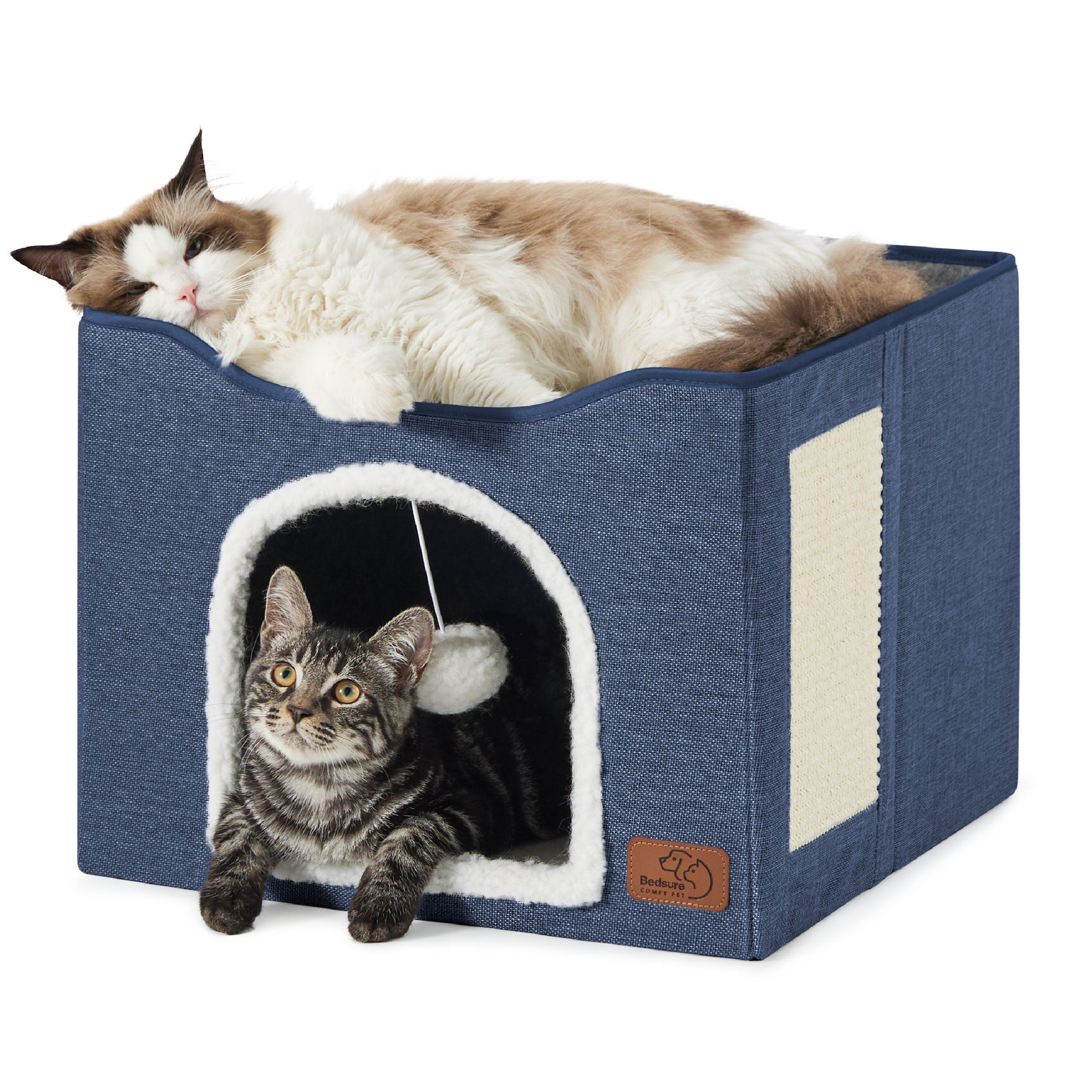 Indoor Cat House with Scratching Panel and Top Perch