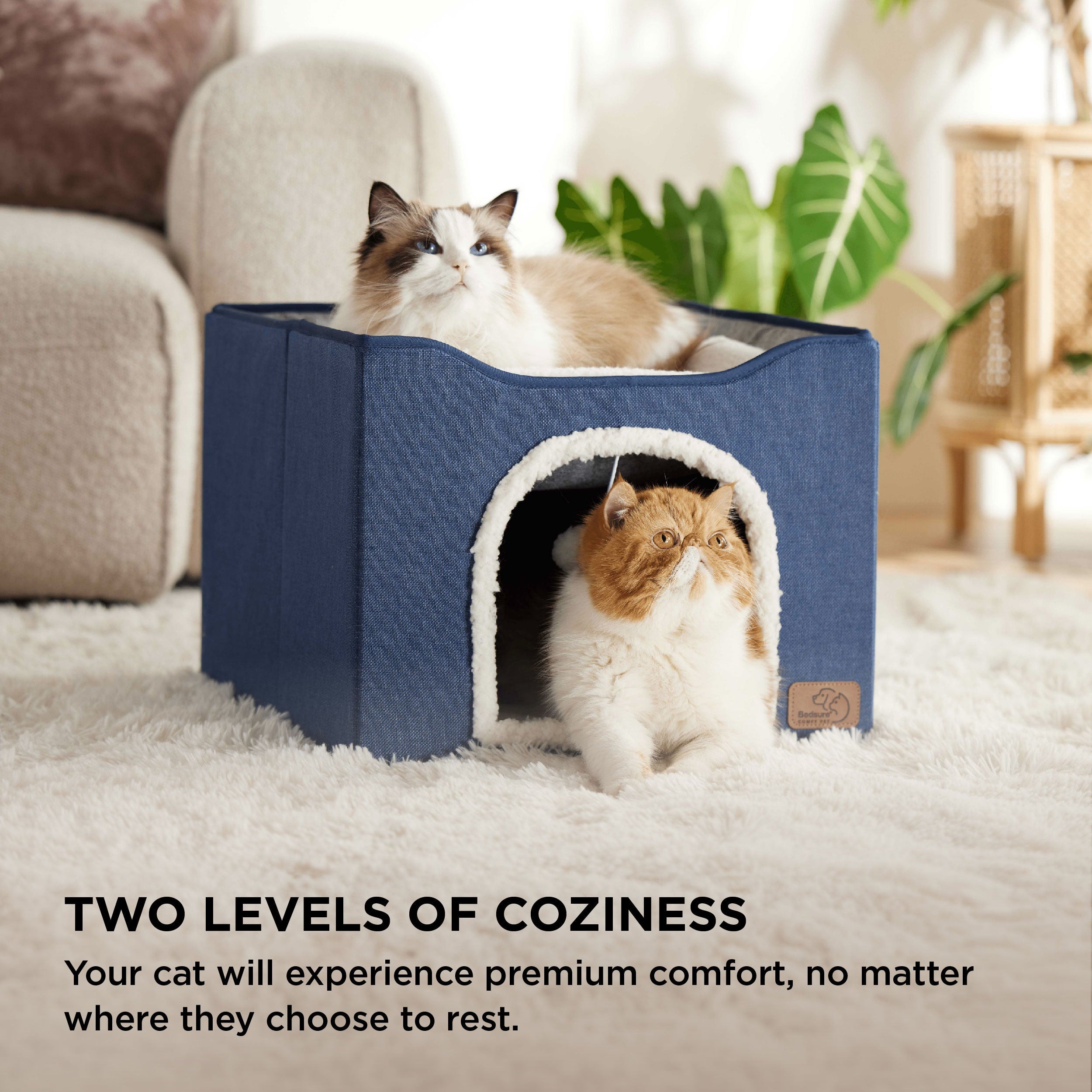 Indoor Cat House with Scratching Panel and Top Perch