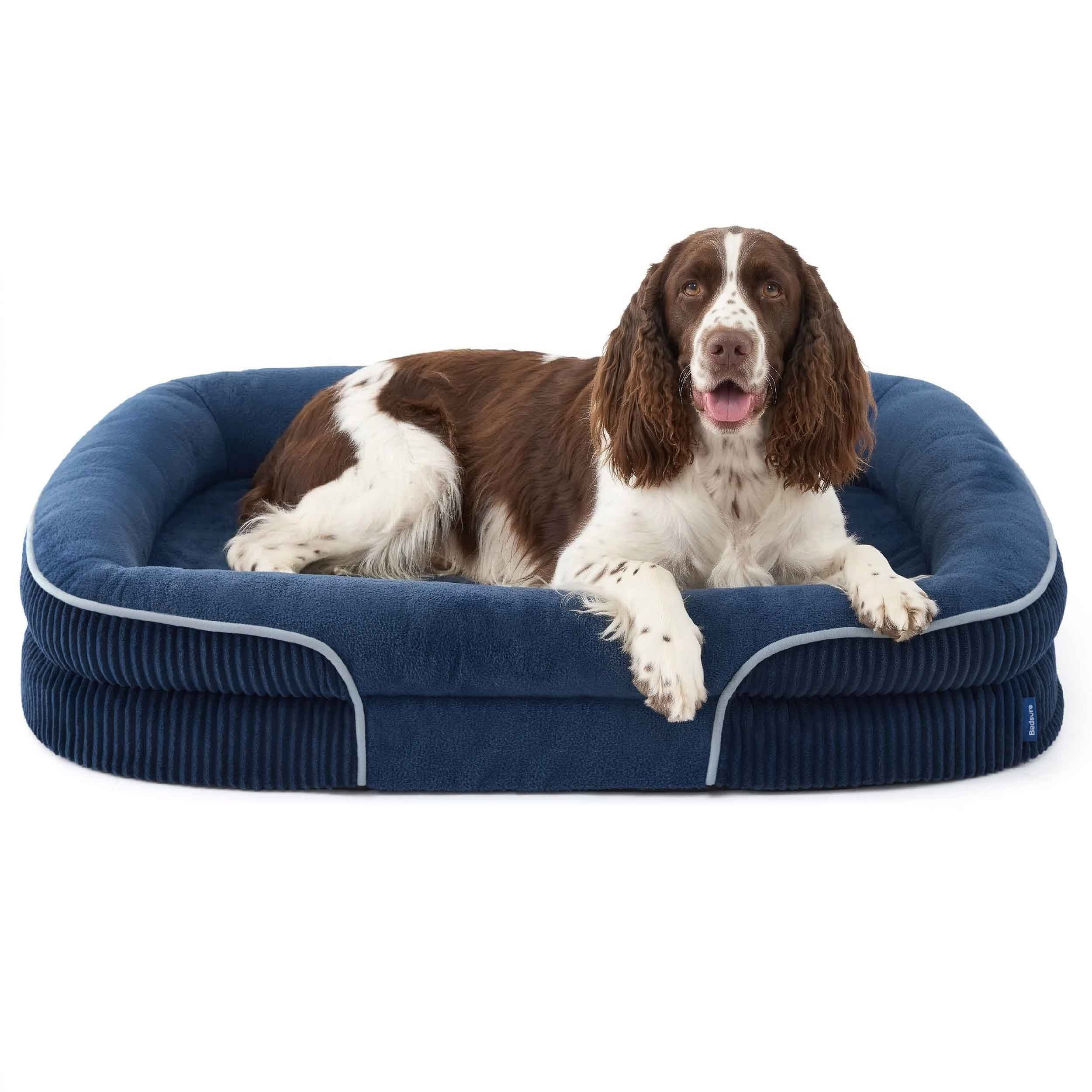 Oval Fleece Dog Bed with Removable Cover