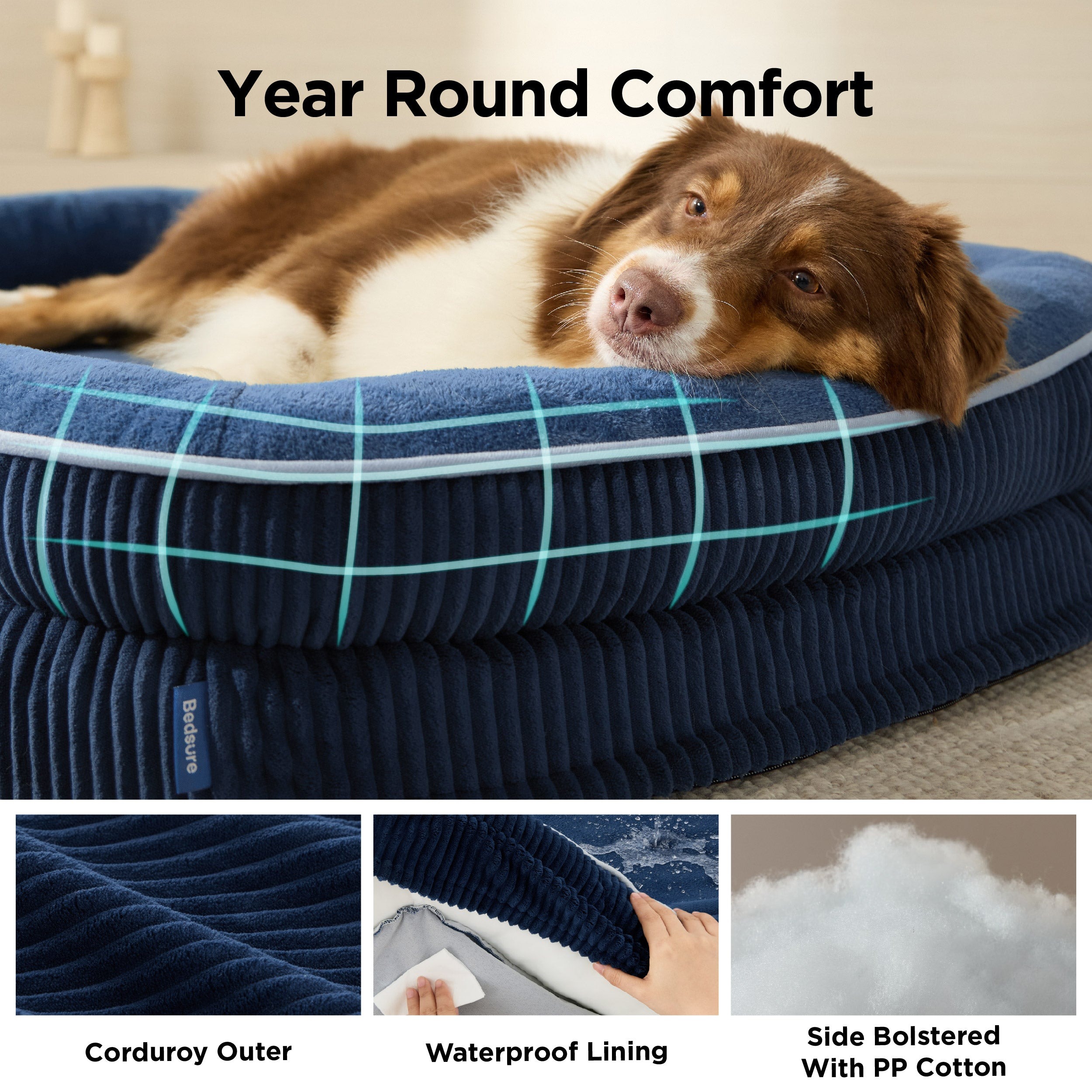 Oval Fleece Dog Bed with Removable Cover