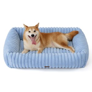 Rectangular Faux Fur Bolster Dog Bed