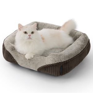 Rectangular Fiber-Filled Dog Bed with Bolsters