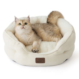 Round Sherpa Dog Bed with Cushioned Rim