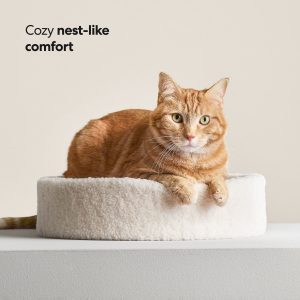 Sculpted Foam Cat Bed with Faux Shearling Cover