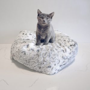 Spotted Faux Fur Pouf Cat Bed