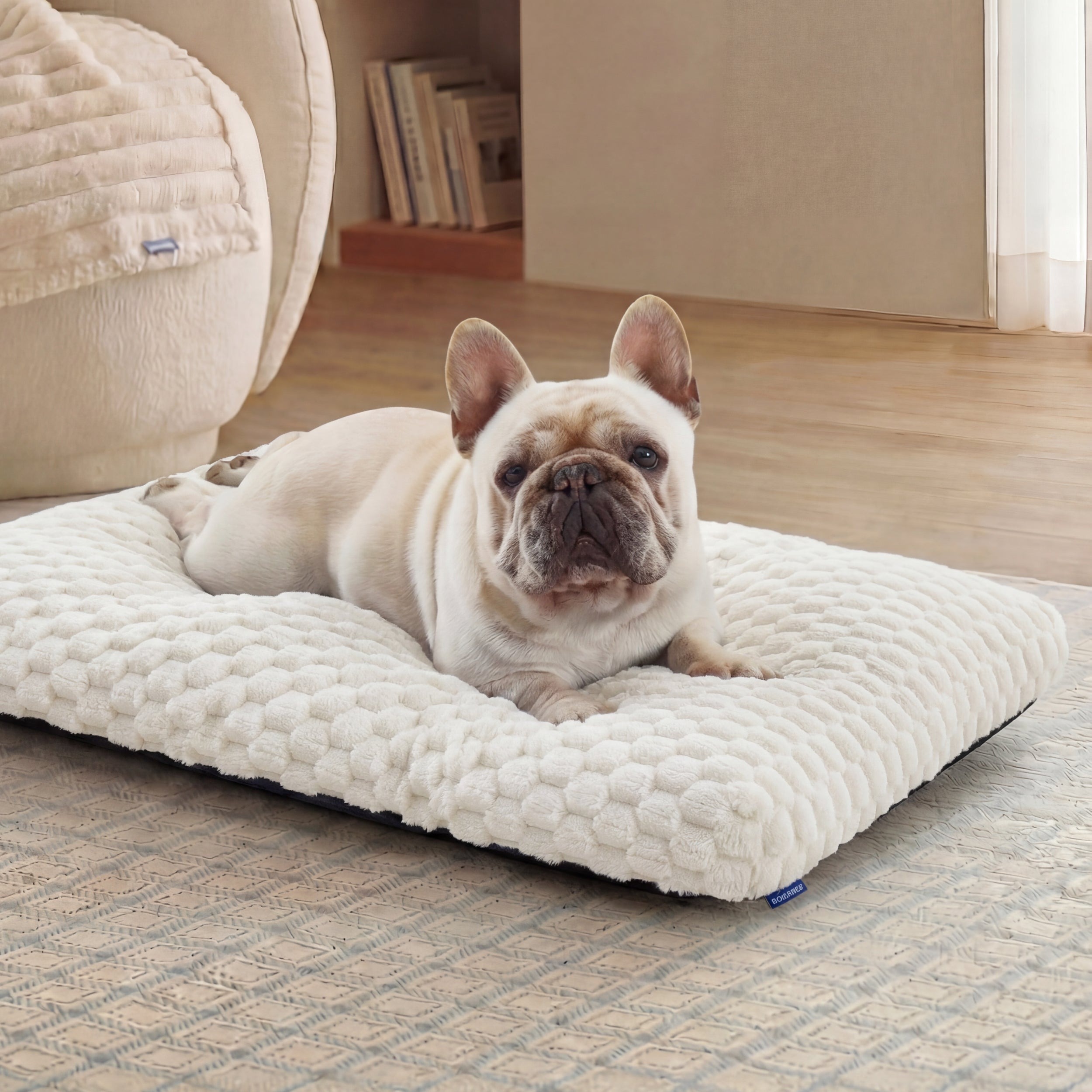 Textured Bubble Fleece Dog Bed with Fiber Filling