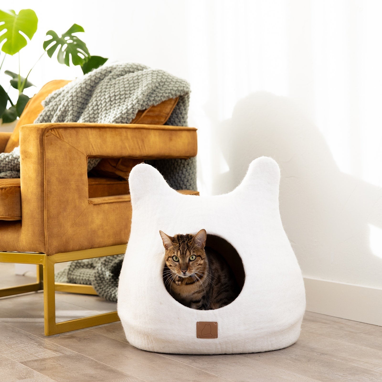 White Felted Wool Cat Cave